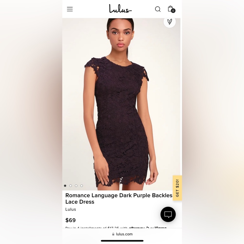 Lulu’s Dark Purple Romance Language Wedding Guest Dress - NWT - Large